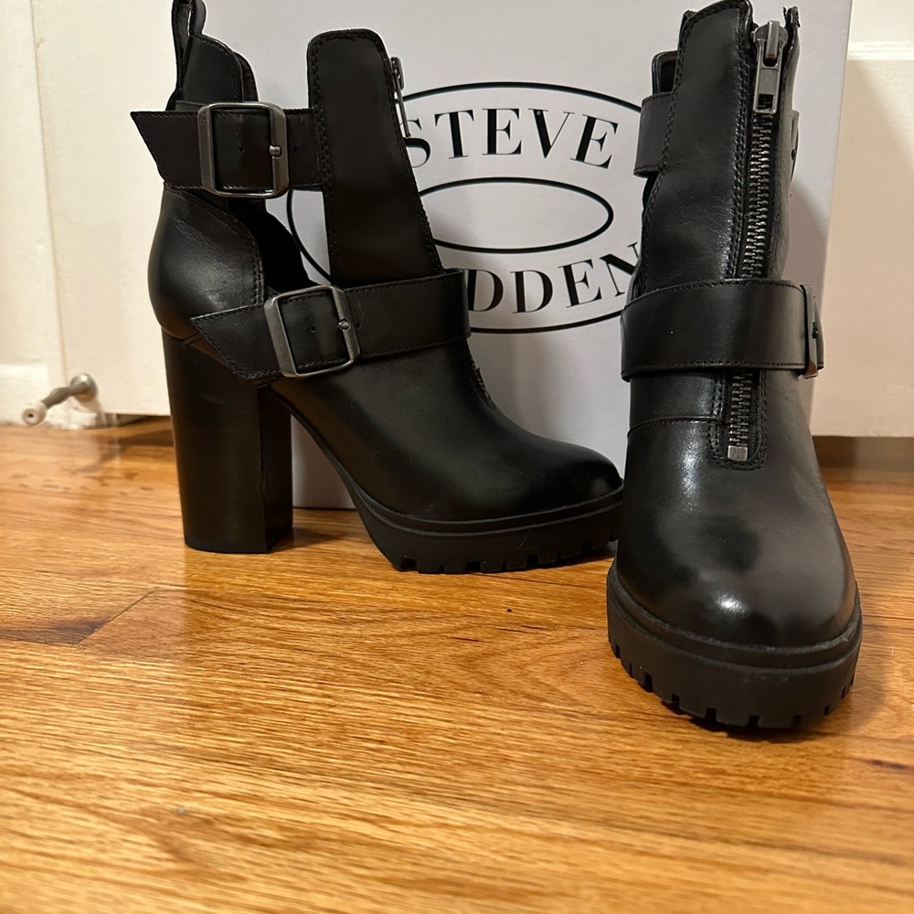 Steve Madden Black Heeled Boots for Women